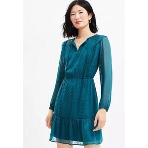 LOFT Small Clip Cutout Tie Neck Dress